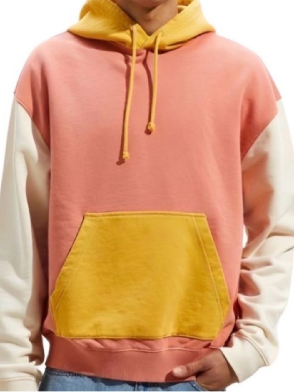 Urban Outfitters Pink, Yellow & Cream Colorblock Crewneck size Small